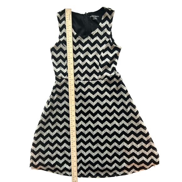 Xhilaration Lace Dress Sleeveless Black White Chevron Stripes Size Large 10-12 - Picture 4 of 7
